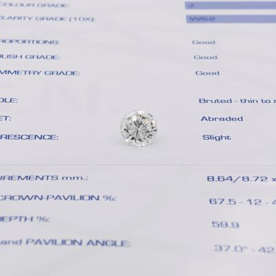 Diamante Naturale Sciolto Taglio Brillante Ct 2,39