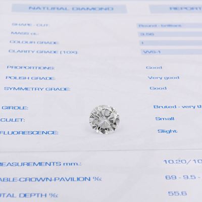 Diamante Naturale Sciolto Taglio Brillante Ct 3,56