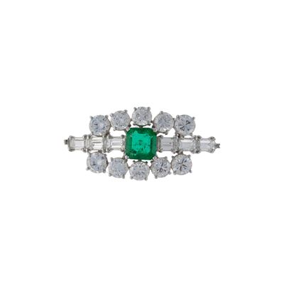 Elemento per un Anello in Platino con Smeraldo e Diamanti