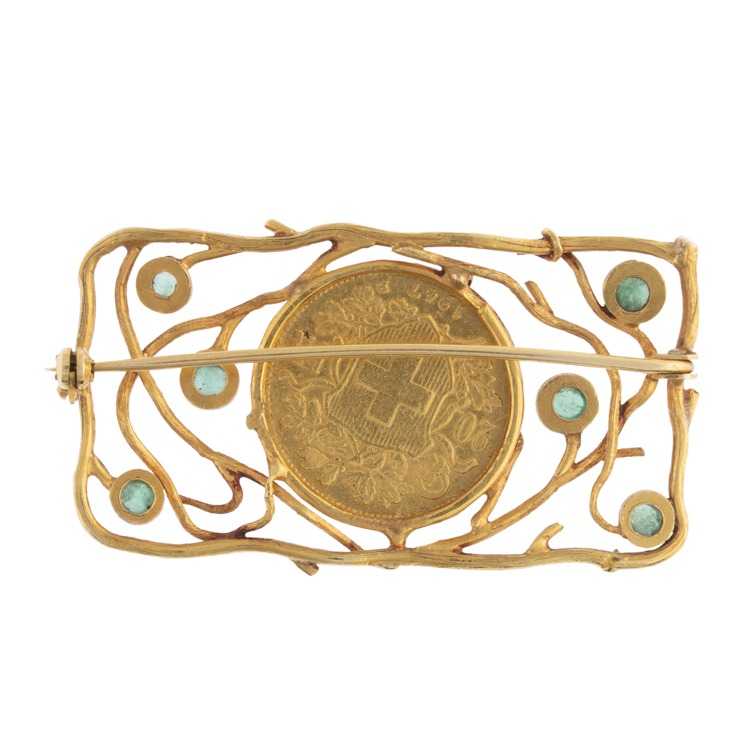 Spilla in Oro Giallo 18kt con Moneta 20 Franchi Svizzeri