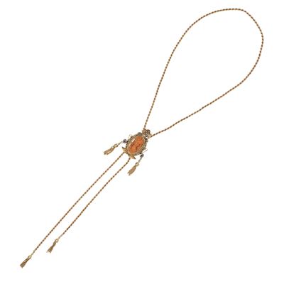 Collana Saliscendi in Oro Rosa 14kt con Cammeo Raffigurante Figura Femminile