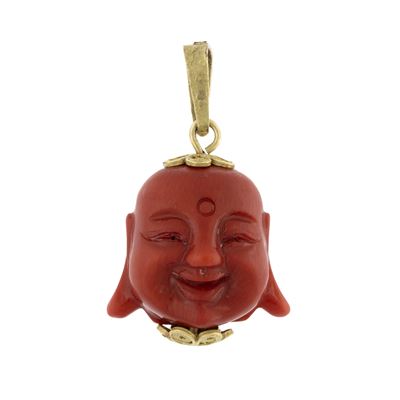 Pendente in Corallo Raffigurante Budda