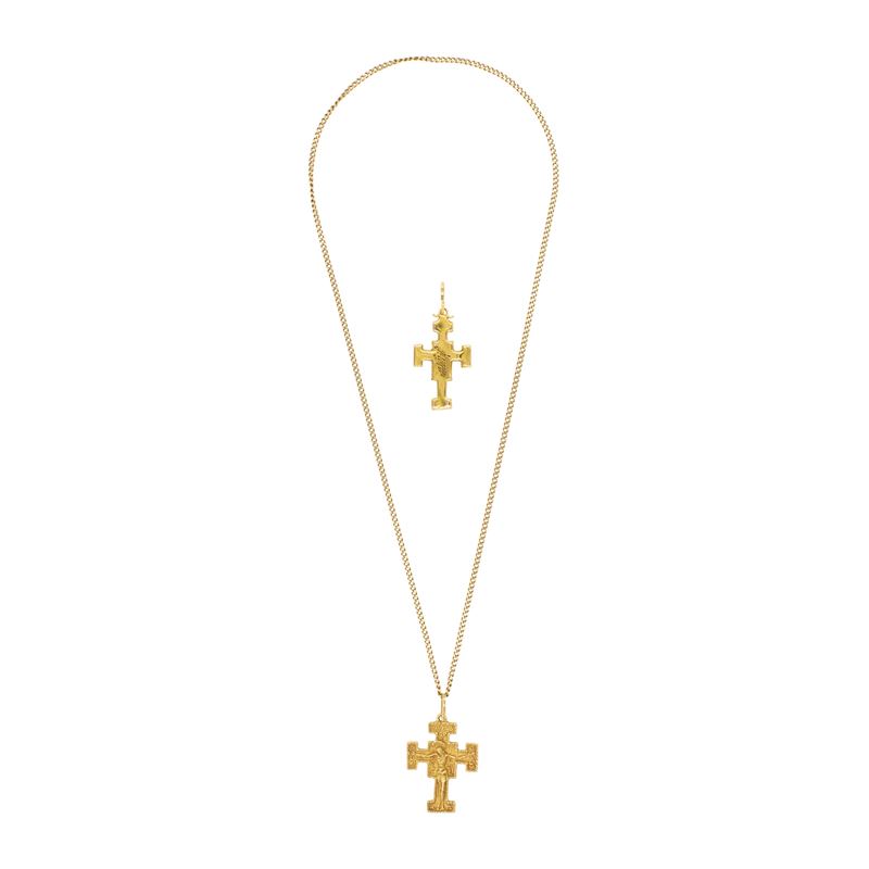 Collana con Pendente Croce Ortodossa in Oro Giallo 18kt