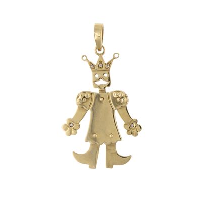 Pendente Re Snodato in Oro Giallo 18kt e Diamanti