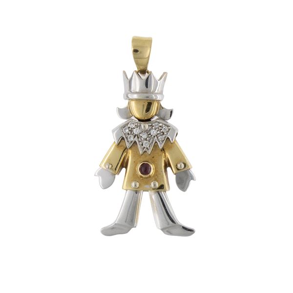 Pendente Regina snodato in oro a due colori 18kt