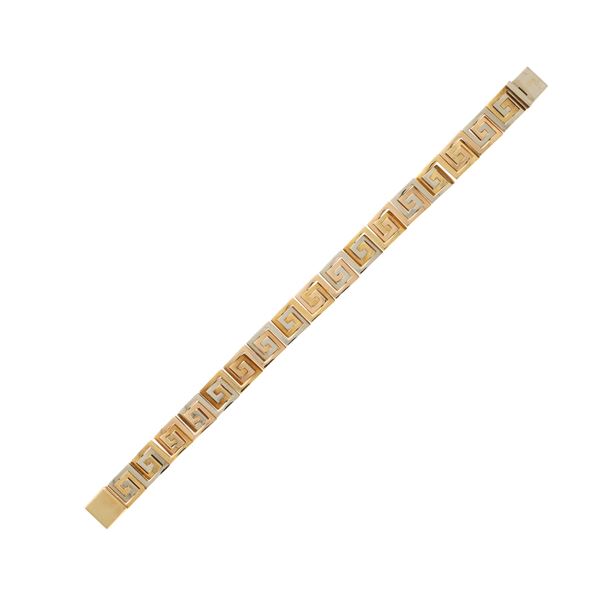 18kt three color gold geometric motif bracelet