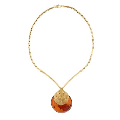 Collana in Oro Giallo 18kt e Ambra Naturale