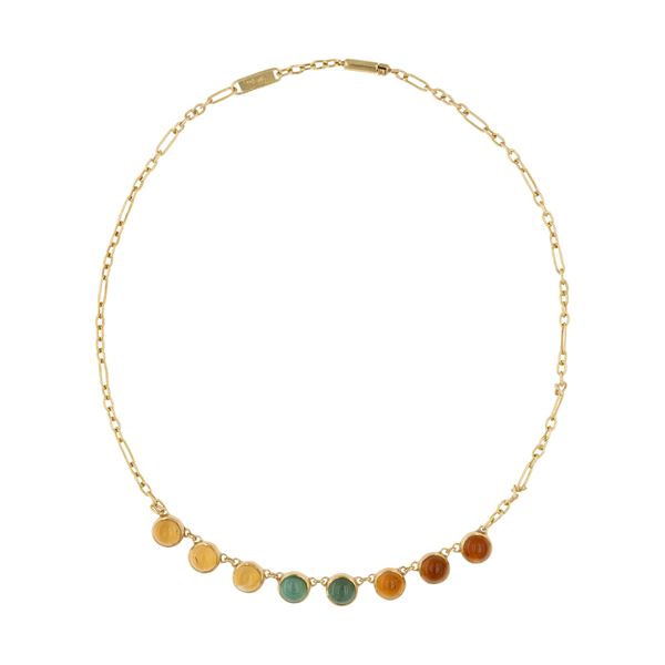 Silvia Kelly collana in oro giallo 18kt e tormaline verdi e gialle