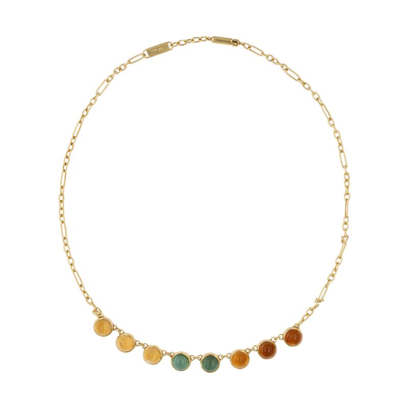 Silvia Kelly Collana in Oro Giallo 18kt e Tormaline Verdi e Gialle