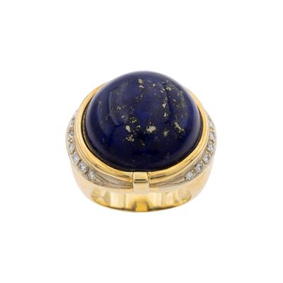 Anello in Oro Giallo 18kt Lapislazzulo e Diamanti
