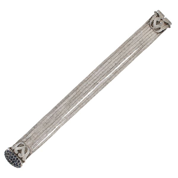 Bracciale a sette fili in oro bianco satinato 18kt