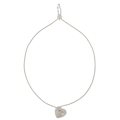 Collana Saliscendi con Cuore e Picche in Oro Bianco 18kt e Diamanti