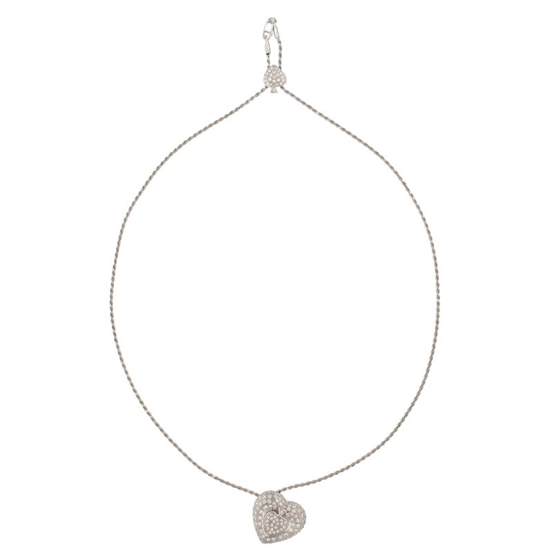 Collana Saliscendi con Cuore e Picche in Oro Bianco 18kt e Diamanti
