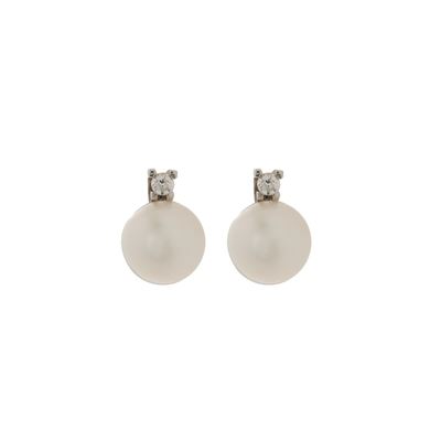 Orecchini a Lobo in Oro Bianco 18kt e Perle Coltivate