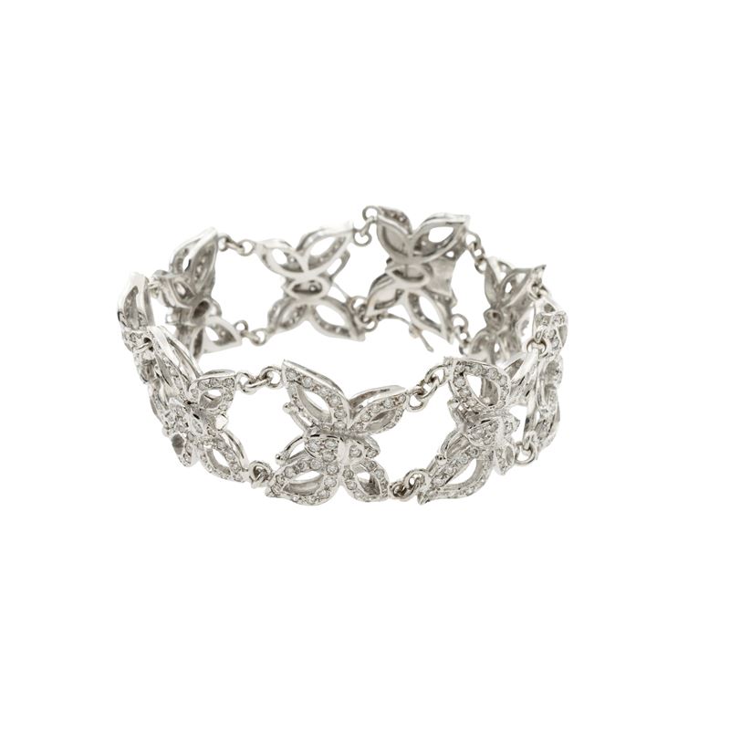 Bracciale farfalle in oro bianco 18kt e diamanti