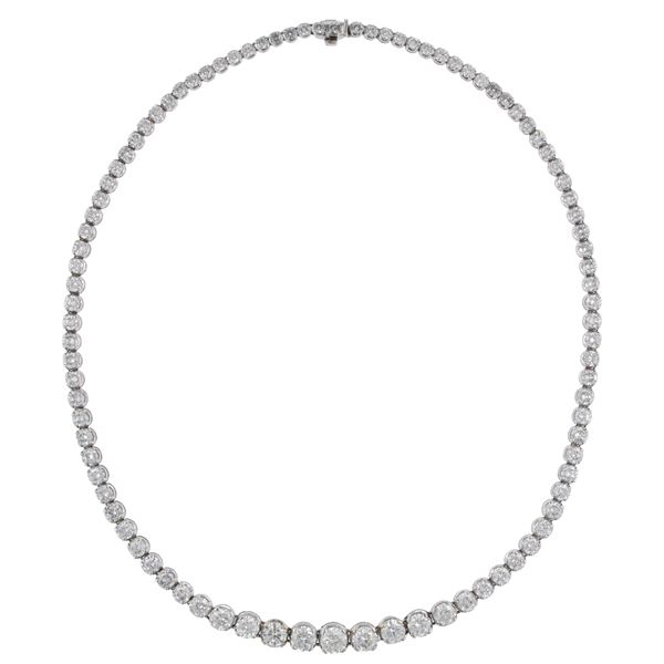 Collana castonière in oro bianco 18kt e diamanti naturali