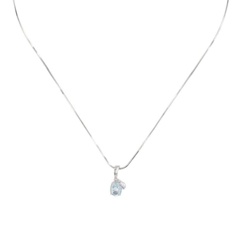 Collana con pendente in oro bianco 18kt e acquamarina