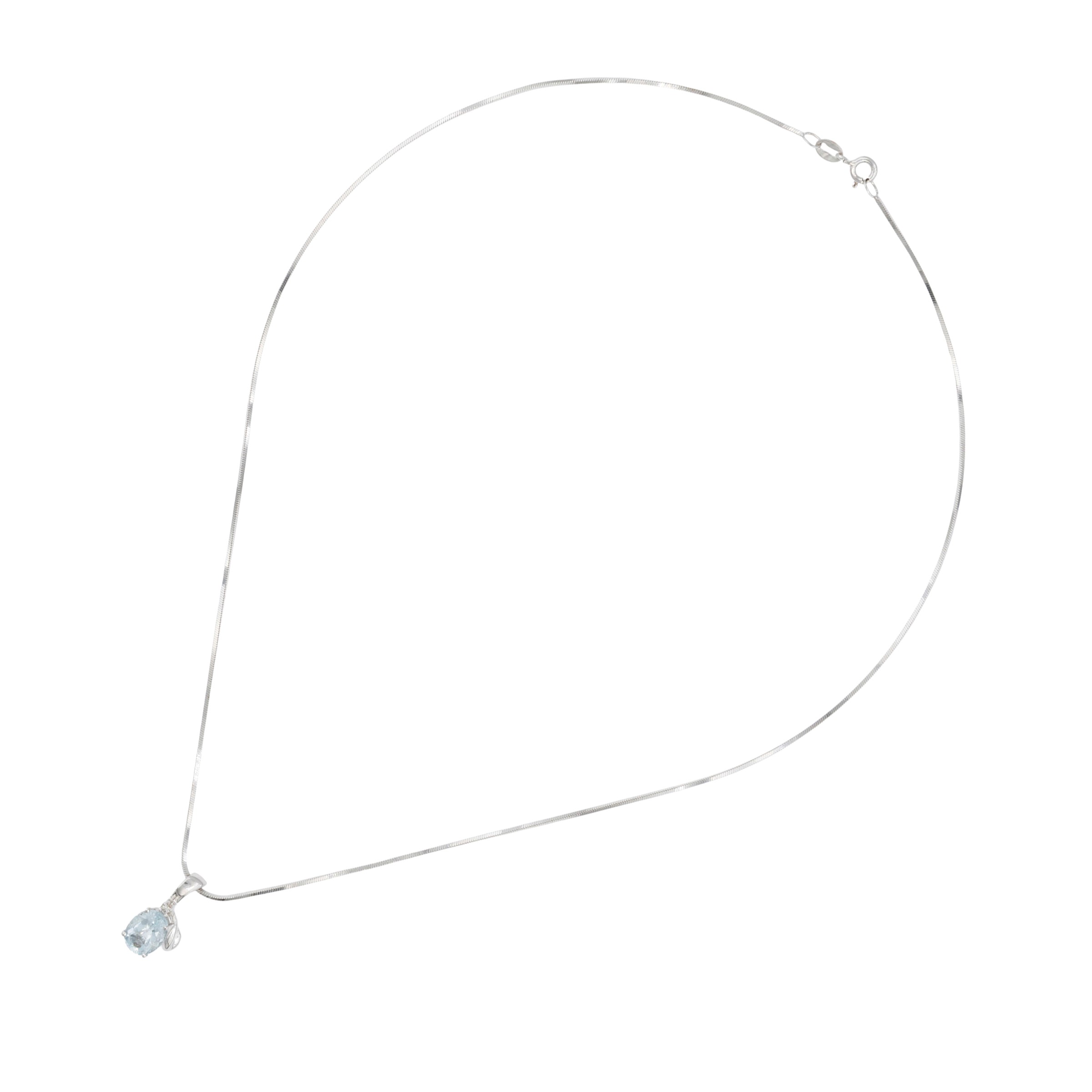 Collana con pendente in oro bianco 18kt e acquamarina