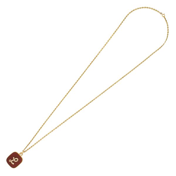 Lunga collana in oro giallo 18kt e pendente con lettera L