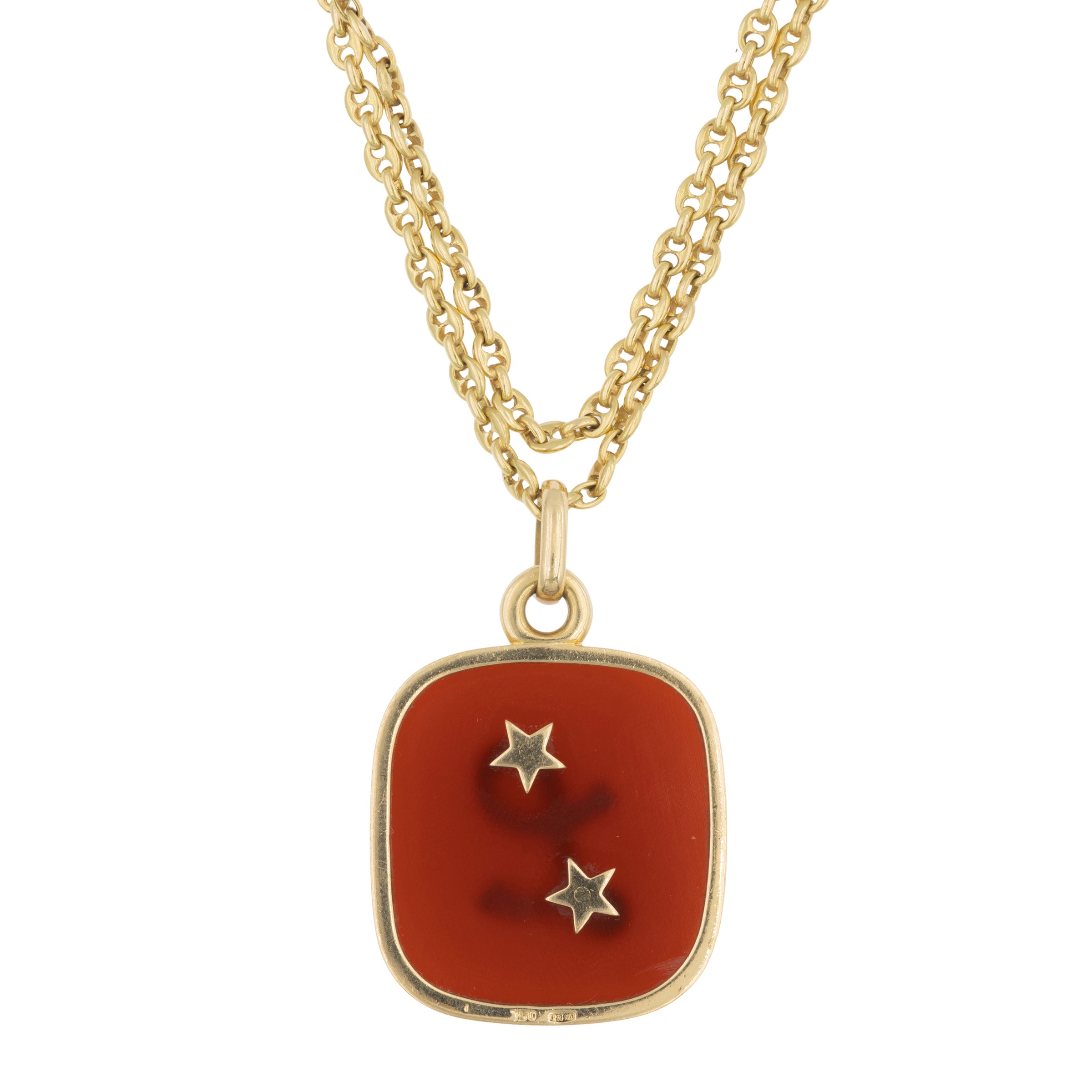 Lunga Collana in Oro Giallo 18kt e Pendente con Lettera L