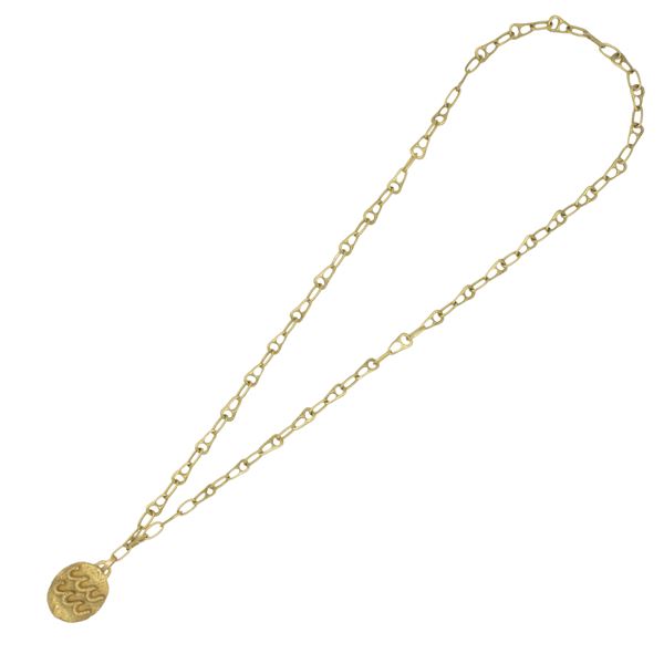 Masenza lunga collana con pendente segno zodiacale Acquario