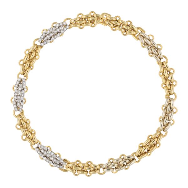 Pomellato collana in oro a due colori 18kt e diamanti