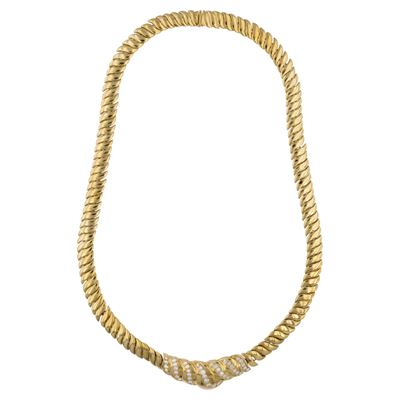 Collana Onde in Oro Giallo 18kt e Diamanti