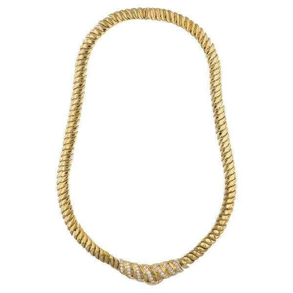 Collana onde in oro giallo 18kt e diamanti