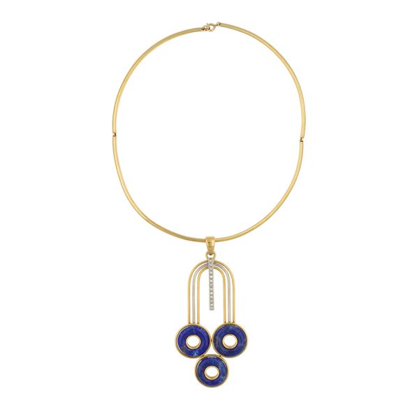 Golino in oro giallo 18kt con pendente geometrico