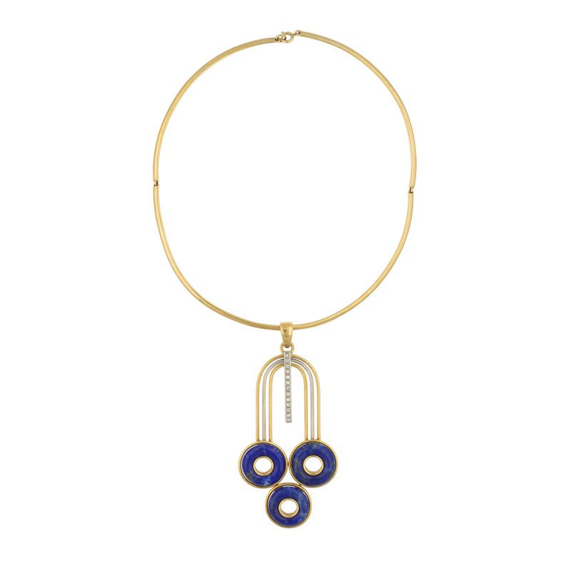 Golino in oro giallo 18kt con pendente geometrico