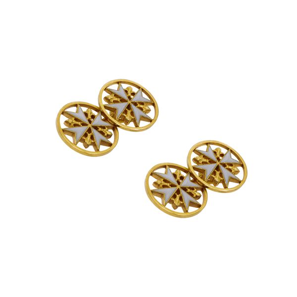 Gemelli croce di Malta in oro giallo 18kt