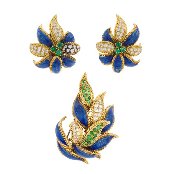 Demi parure composta da spilla e orecchini  (Manni Roma, anni 60/70)  - Asta Gioielli e Orologi - Colasanti Casa d'Aste