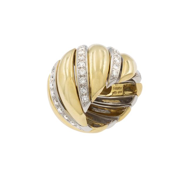 Anello fascia a torchon in oro a due colori 18kt