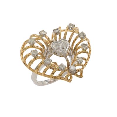 Anello a Cuore in Oro a Due Colori 18kt