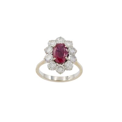Anello in Oro Bianco 18kt Rubino Birmano Naturale