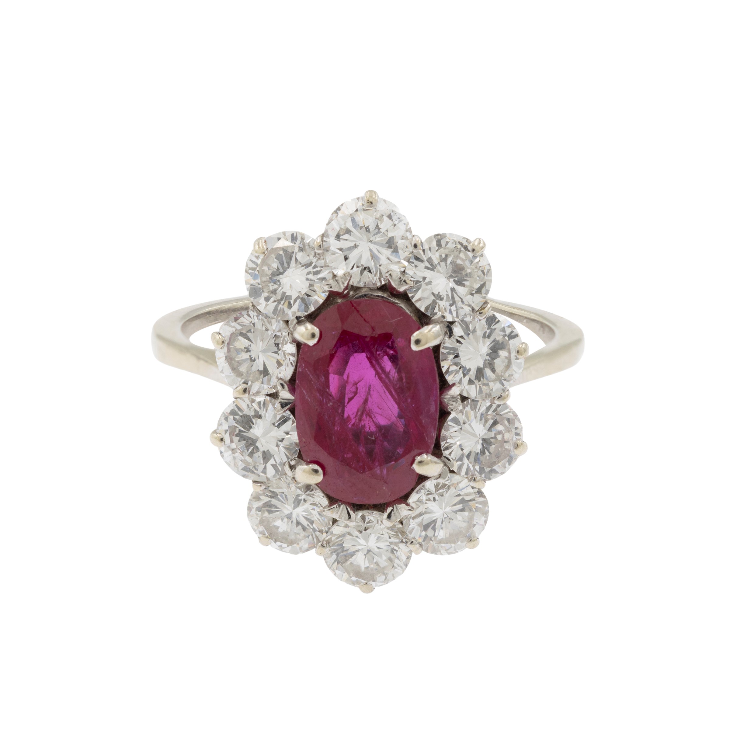 Anello in Oro Bianco 18kt Rubino Birmano Naturale
