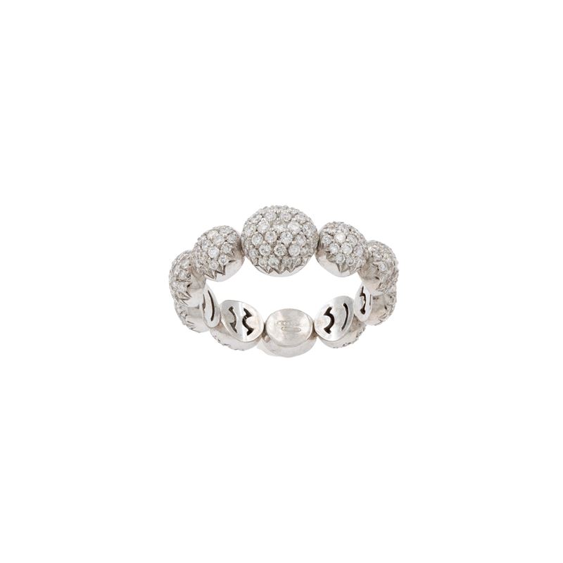 Anello Sfere in Oro Bianco 18kt e Diamanti