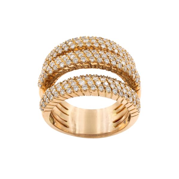 Anello a cinque riviere in oro rosa 18kt e diamanti