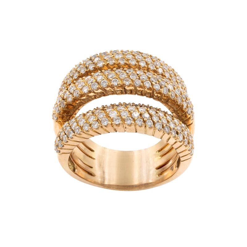 Anello a Cinque Riviere in Oro Rosa 18kt e Diamanti