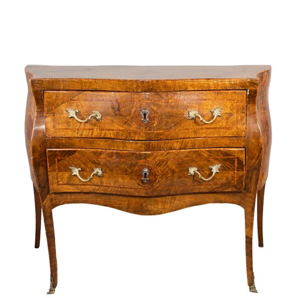 Inlaid and threaded wooden chest of drawers
