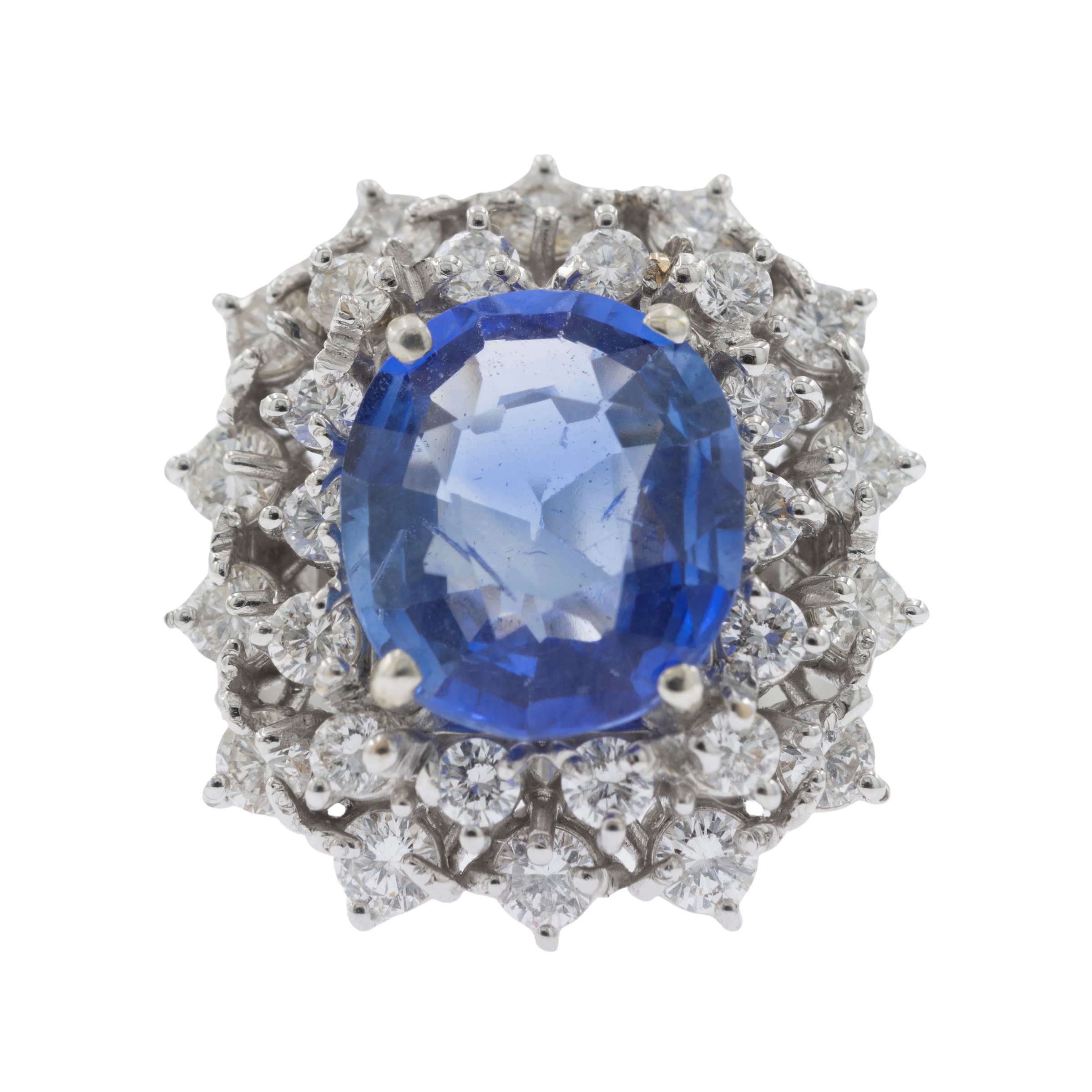 Anello in Oro Bianco 18kt e Zaffiro Ceylon Naturale