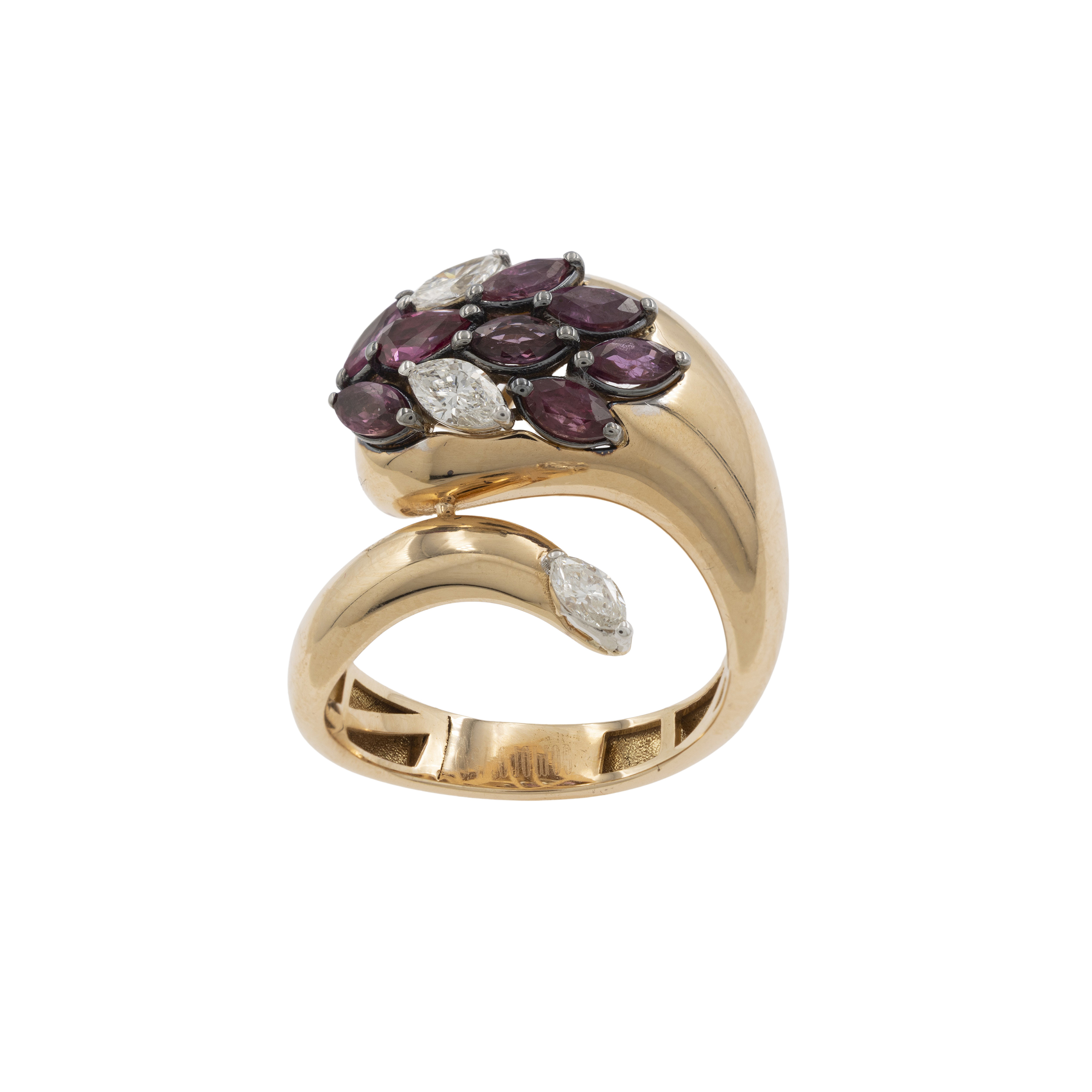 Anello Serpente in Oro Rosa 18kt Rubini e Diamanti