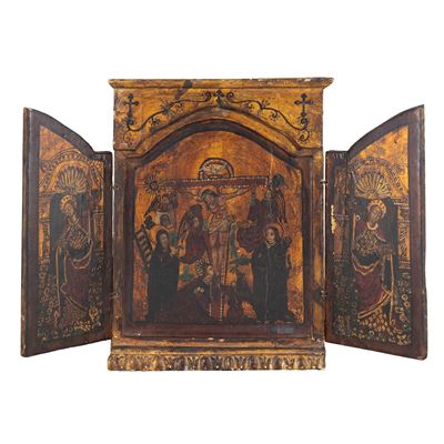 Icona a Trittico Tempera su Legno
