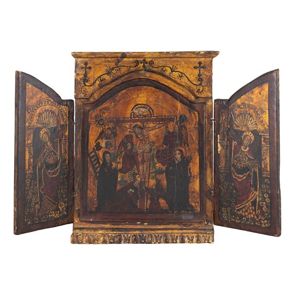 Icona a trittico tempera su legno