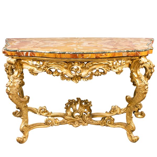 Grande console in legno intagliato e dorato