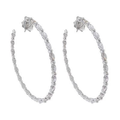 Orecchini a Cerchio in Oro Bianco 18kt e Diamanti