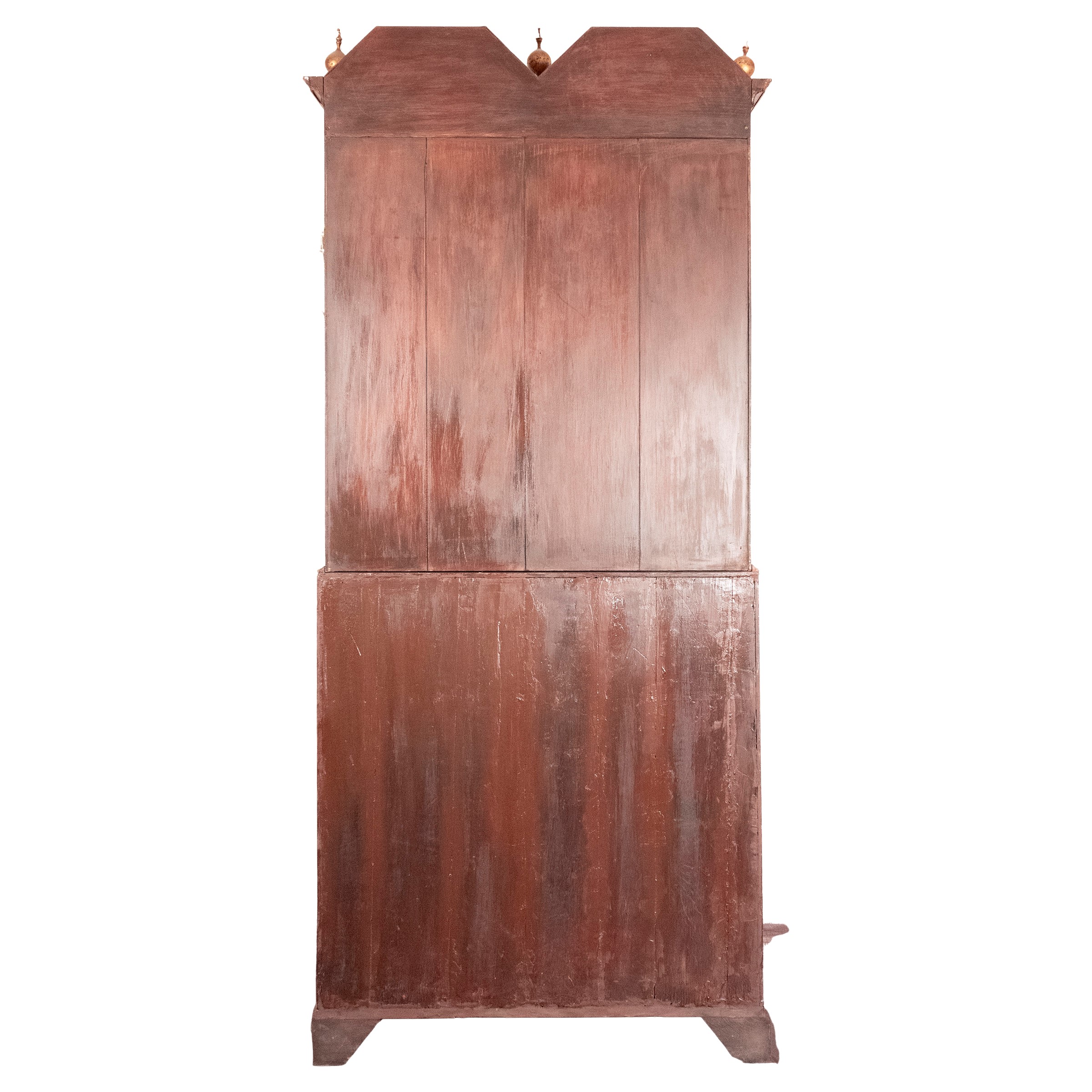 Trumeau in legno laccato rosso, dorato e decorato a chinoiserie