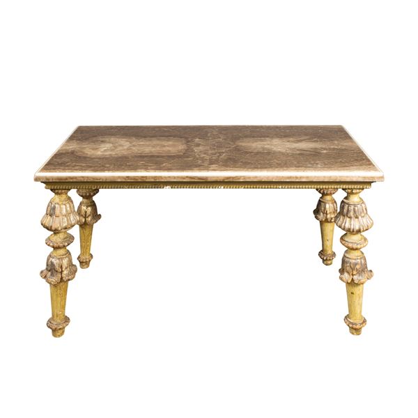Gilded wood and marble centerpiece table