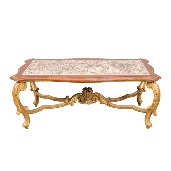 Gilded wood and marble centerpiece table