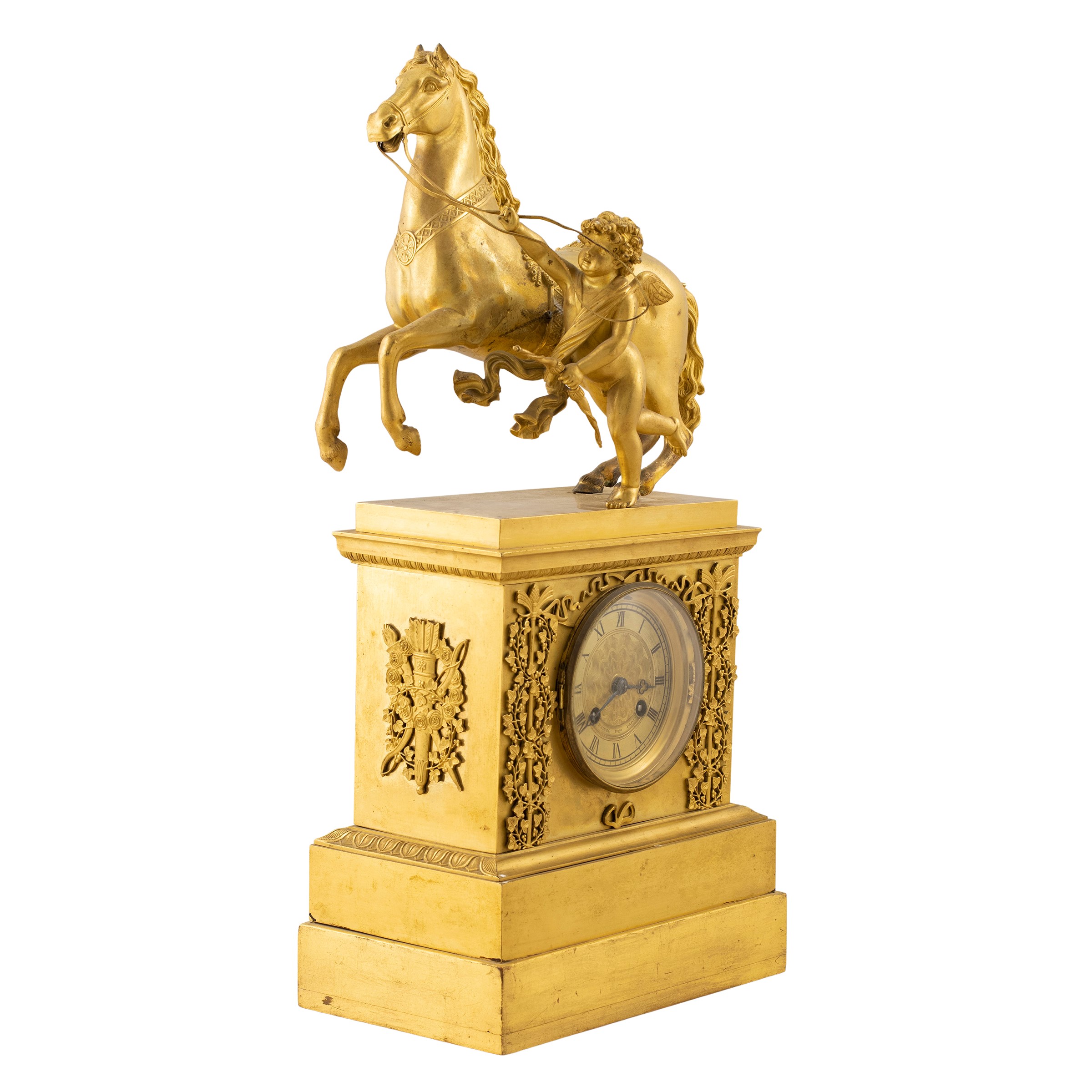 Orologio a Pendolo da Tavolo in Bronzo Dorato